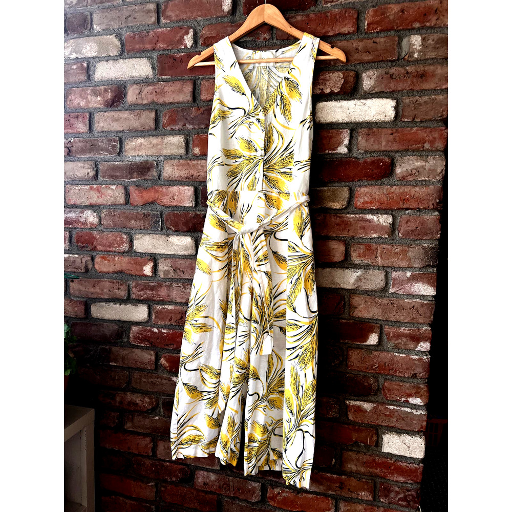 Anthropologie Linen Wide-leg Jumpsuit - Size Medium